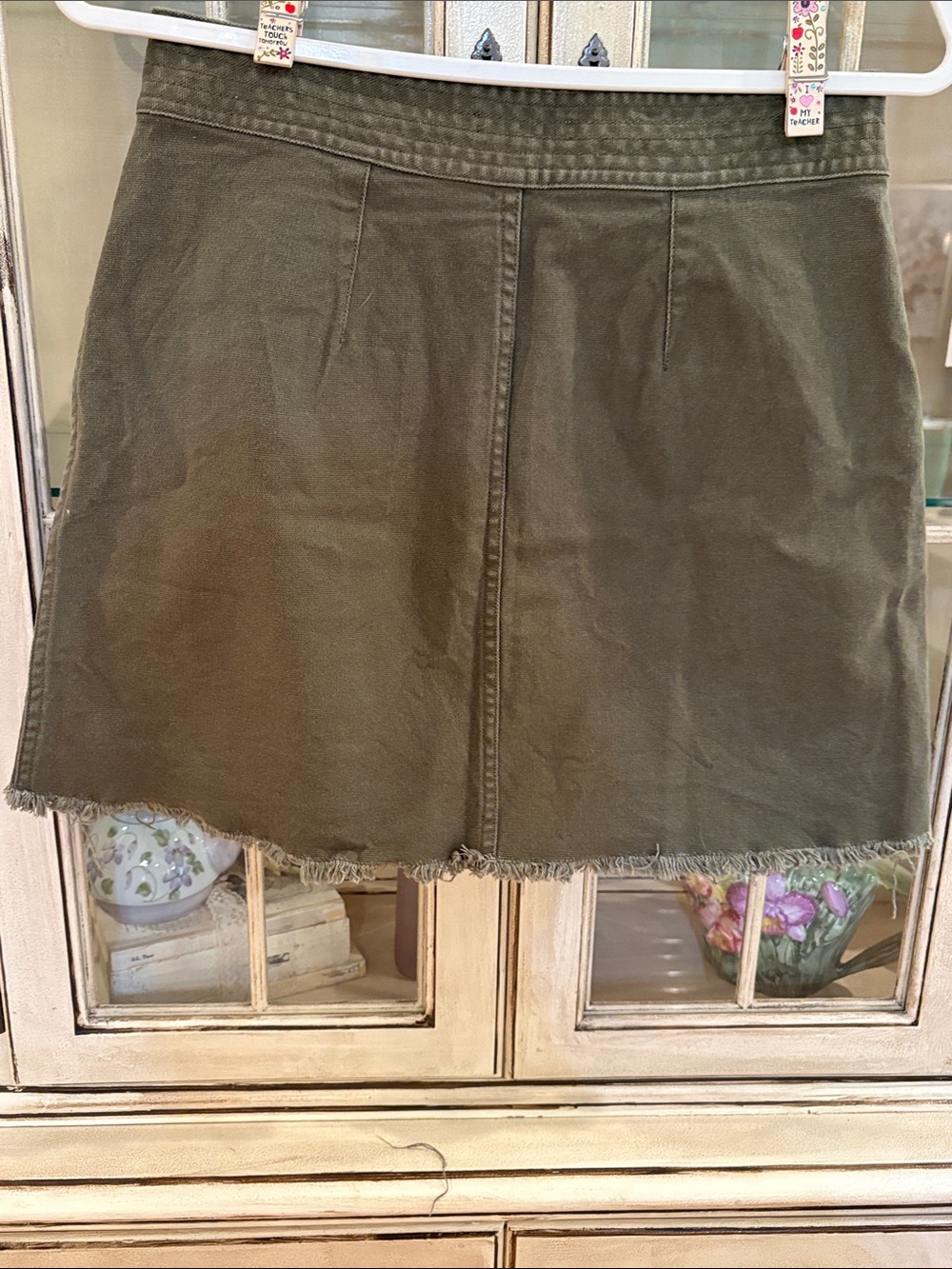EUC Madewell Cotton Blend Olive Button-Front Mini Skirt - Picture 5 of 9